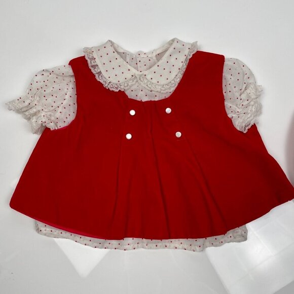 VTG 3 piece Toddler Christmas Set w/ Polka dot blouse, velvet bloomers & vest - Picture 6 of 12